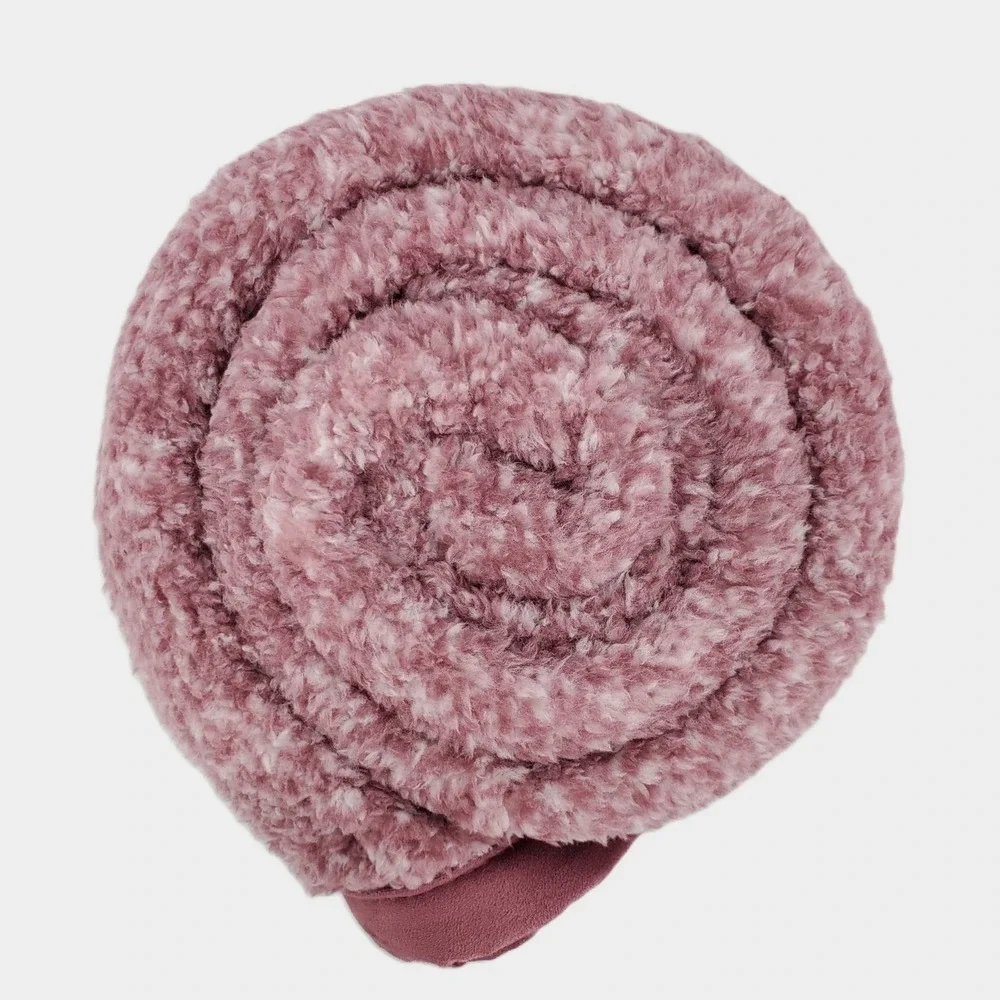 Columbia Super Cozy Sherpa Throw Blanket Fig Muted Purple Faux‎ Suede Trim 50x60